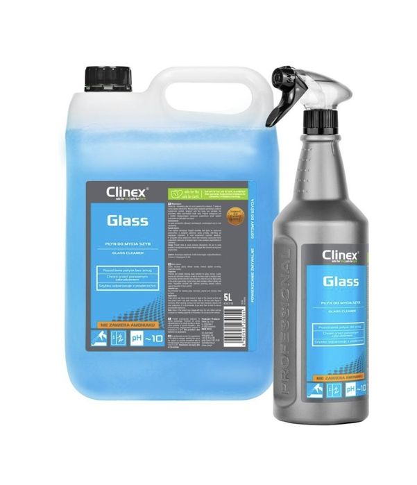 Clinex Glass — це професійний засіб для миття вікон, дзеркал, кришталю