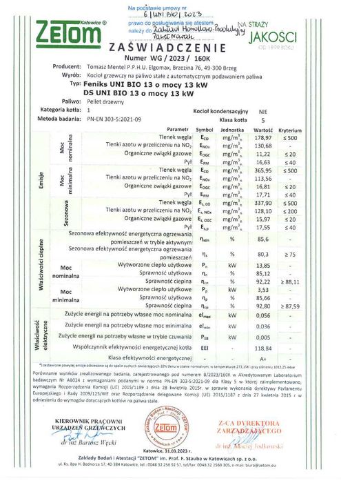 Kocioł kotły piece 5 klasa UNI BIO 13 kW na pellet