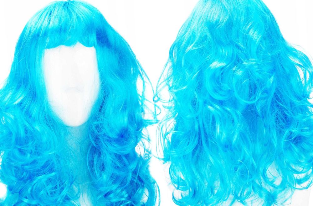 Peruka prosta 60cm Niebieska