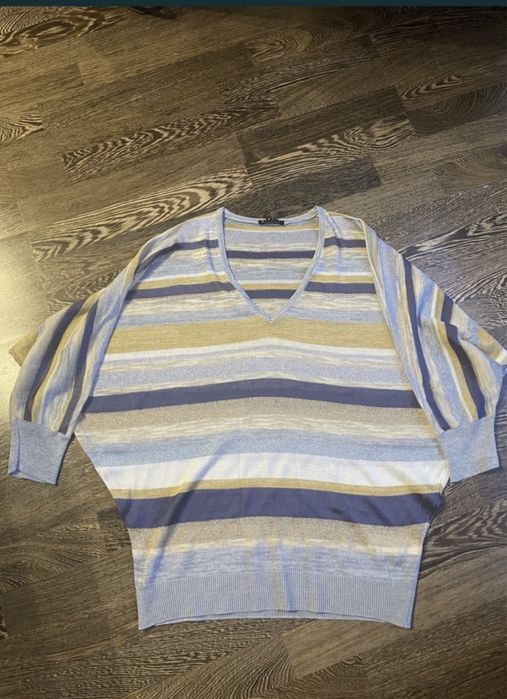 Sisley sweter w pasy niebieskie roz. XS