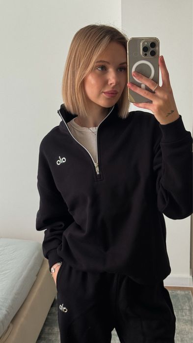 Костюм Alo Yoga Accolade (ОРИГІНАЛ) світшот/zip і штани чорний