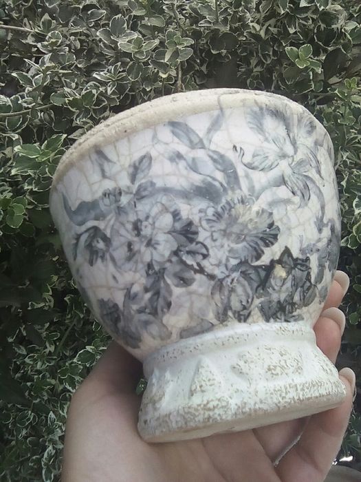 Donice ceramiczne, Provance, Beż sepia i mozaika szarość Grey.