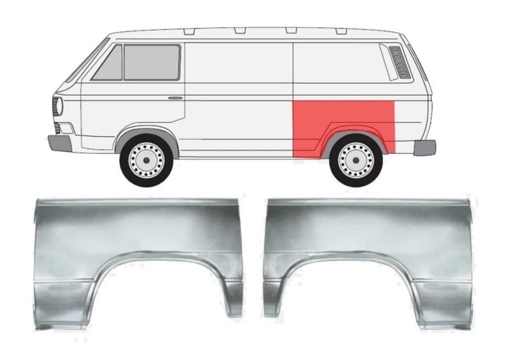VW Transporter T3 1979-1992 ремкомплект крила заднього лівий правий кузов