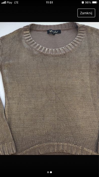 Sweter złoty śliczny r. S ze zlotą nitką