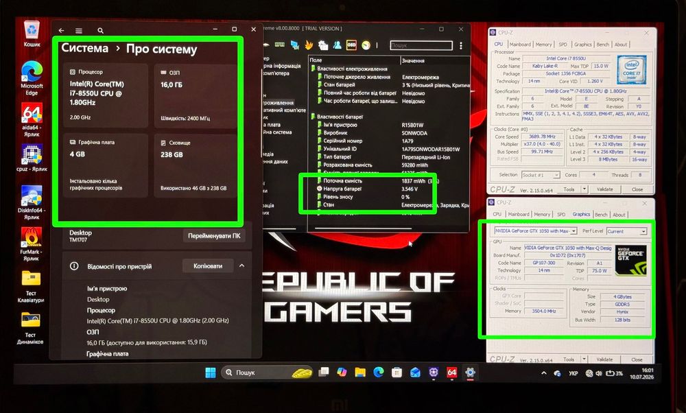 №7‼️ІГРОВА МАШИНА‼️+ Мишка • Nvidia GTX • Проц: i7 • Озу: 16GB • Все працює • Гарний стан‼️