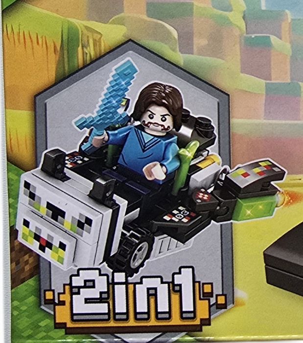 Nowe klocki Minecraft Steve Robot Panda i samochód dwa w jednym stiw ...
