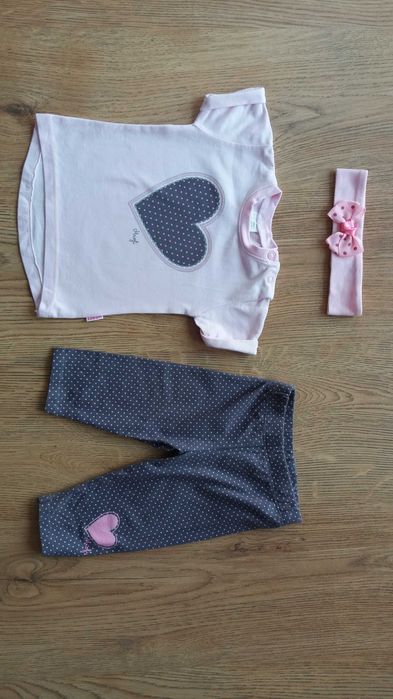 komplet na lato bluzka+spodenki+opaska r. 68 dla dziewczynki