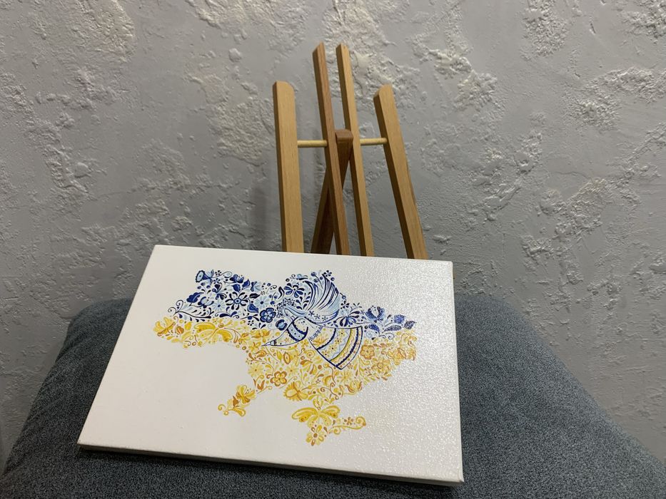 Патріотична картина 20х30 см | Картина в офіс з міні-мольбертом