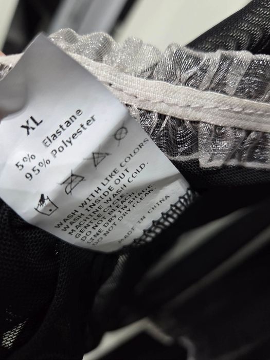 Halka Strój Czarny Pokojówka Rozcięcie z Tyłu M-XL