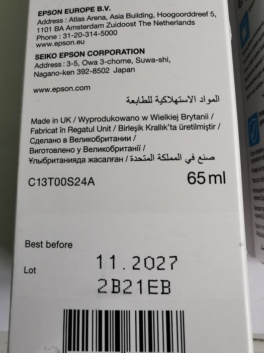 Tusz Epson 103 niebieski - cyjan 2 sztuki.