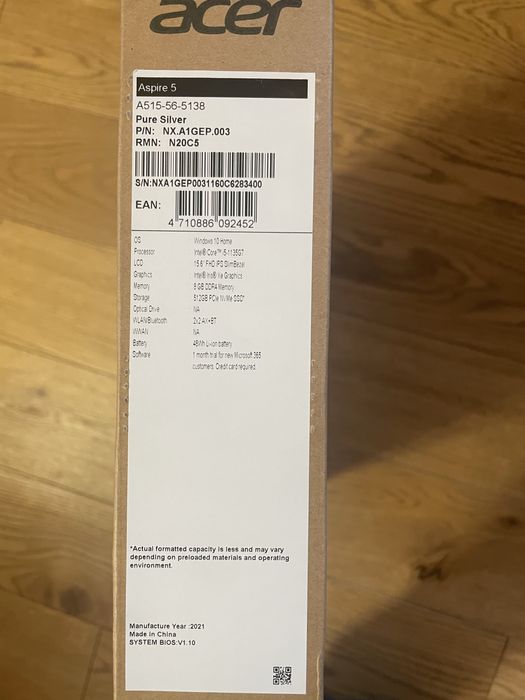 Laptop ACER Aspire i5 8GB/512GB SSD 2021r