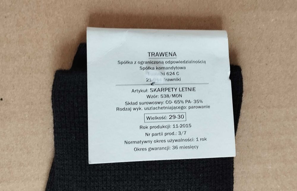 Skarpety letnie Travena 538/MON rozmiar 29-30 (45-47), czarne