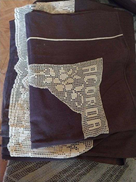Conjunto de lençóis vintage com renda em croché