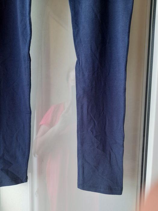 Legginsy bawełniane, granatowe, gładkie,S