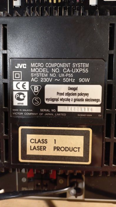 Wieża JVC SP-UXP55 60W - STAN DOBRY - Sprzęt audio - Niesprawne CD