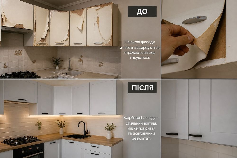 Реставрація кухні,фарбування МДФ фасадів