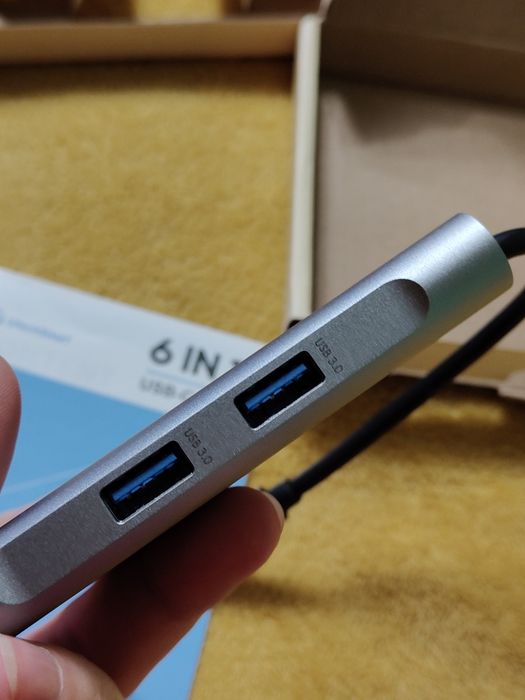 Adapter Hub USB C Przejściówka 6 w 1 HDMI LAN USB 3.0