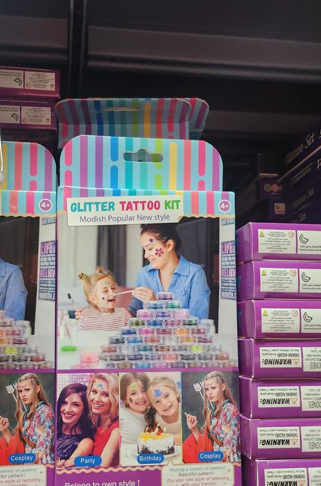 Duży Zestaw Tatuaży Brokatowych dla Dzieci – Glitter Tattoo Kit