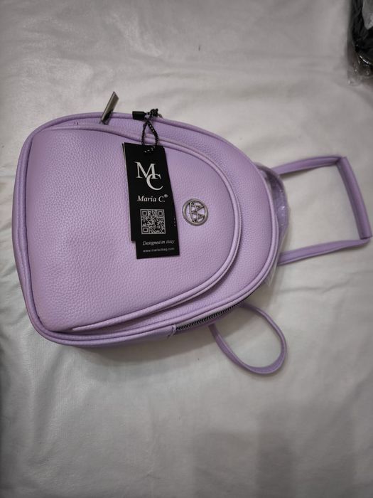 Plecako torebka mała liliowa zapinana na zamki