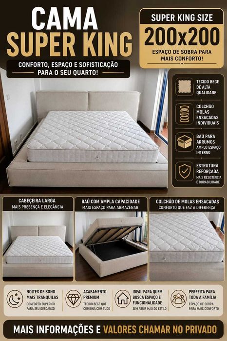 Cama Super King Size 200 x 200 ( Super Nova )