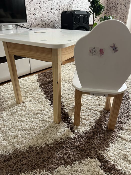 Стол со стульчиком для ребенка дуб білий