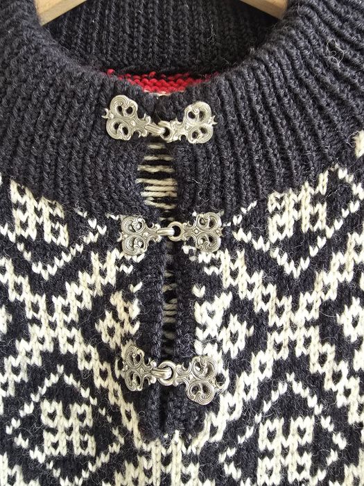 Sweter norweski wełniany 46-48 ciepły gruby