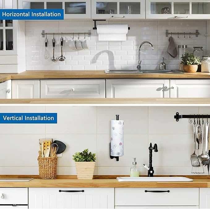 Uchwyt na papier, ręczniki czarny nierdzewny 2 sztuki