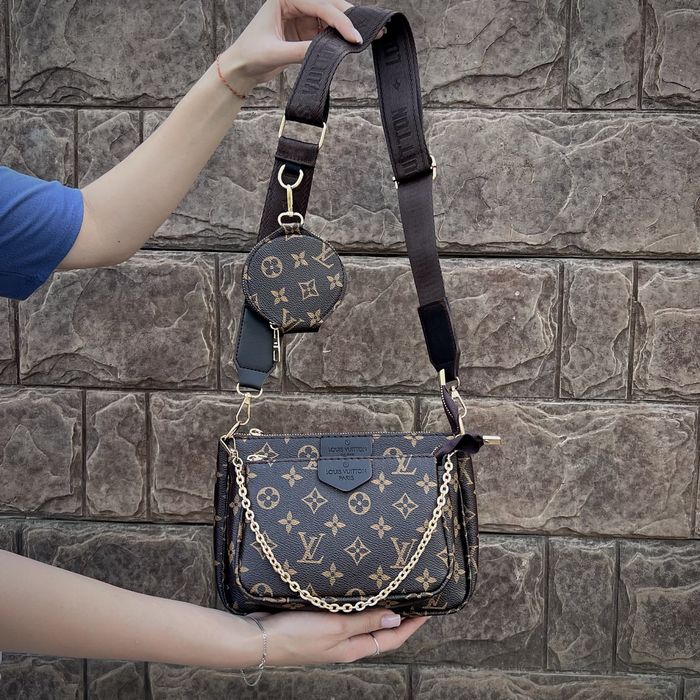 Брендова жіноча сумка трансформер Louis Vuitton 3 в 1 Multi Pochette кросбоді через плече