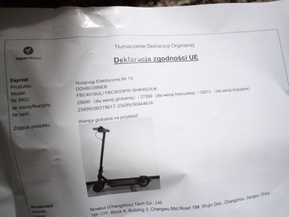 Hulajnoga elektryczna Xiaomi Mi Electric Scooter 1S