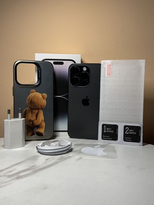MEGA ZESTAW iPhone 14 PRO • 100% baterii • GRATIS kostka, kabel, szkło, etui