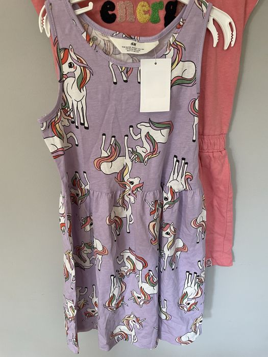 2x sukienka, 128 cm nowa H&M i używana Boboli