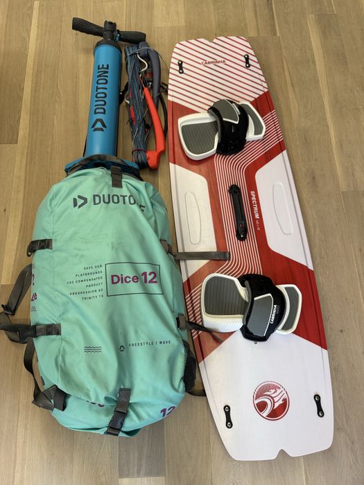 Kite duotone dice 12m with bar and board (used 5 times)