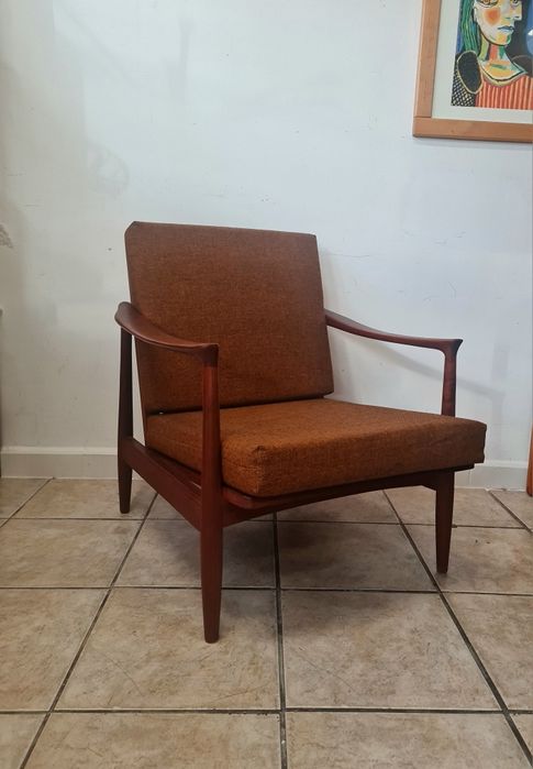 Fotel wypoczynkowy, tekowy, w stylu skandynawskim lata 60,mid century