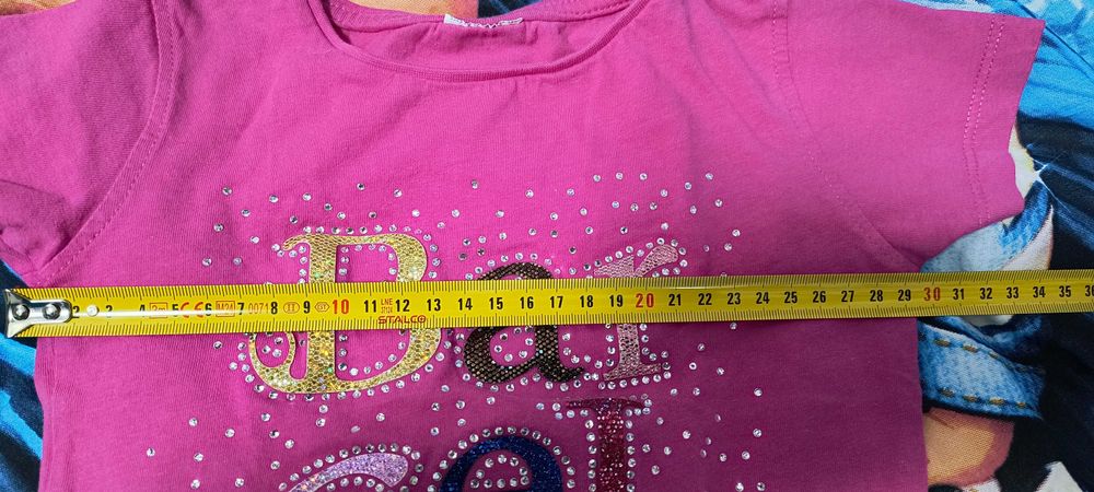 Koszulka dziewczęca z błyszczącą aplikacją, rozm. 104