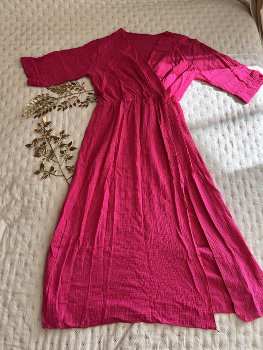 Bawełniana różowa sukienka uniwersalny M/L