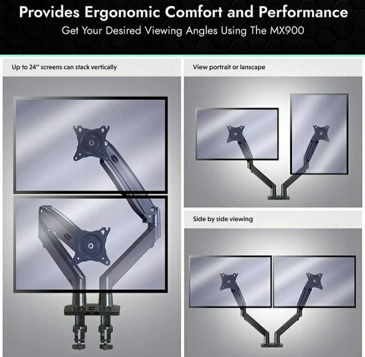 !! Uchwyt Stojak Do 2 Monitorów 22-35" Super Jakość !!