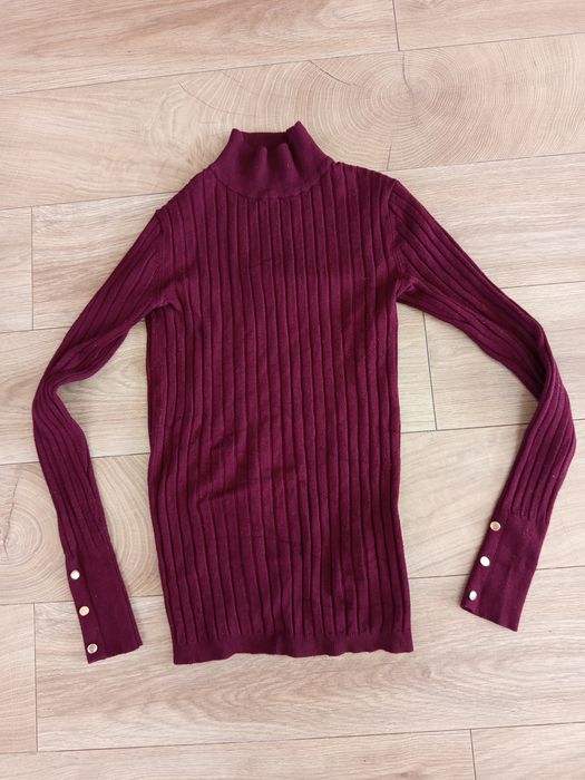 XS sweter damski polgolf elastyczny prążkowany