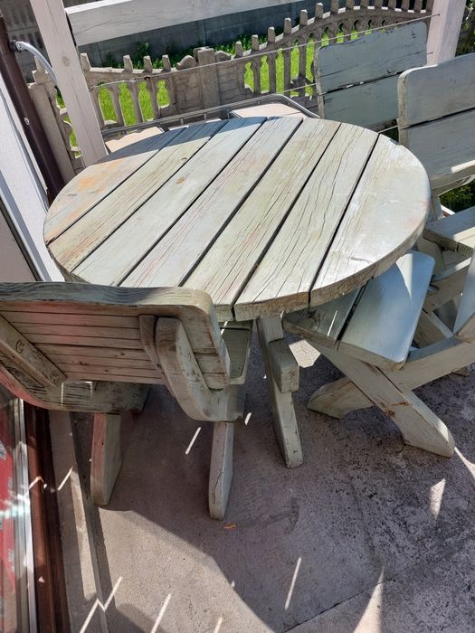 Komplet ogrodowy Miłosz niebieski stół 110cm 4 krzesła