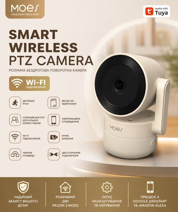 WiFi IP Камера MOES Tuya Smart PTZ 360°