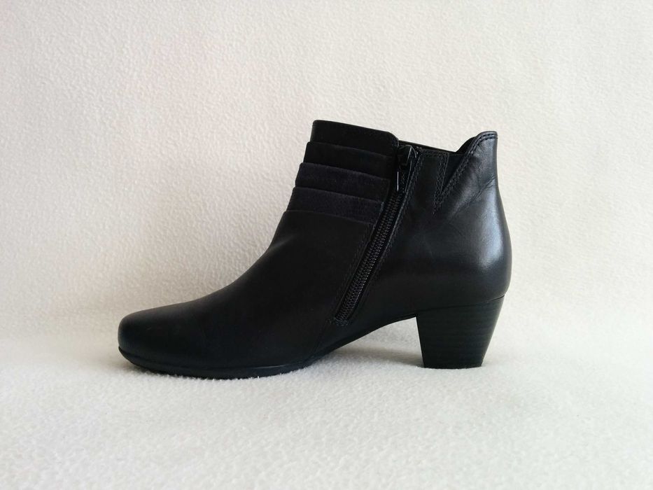 GABOR botki ze skóry naturalnej - damskie buty na niskim obcasie