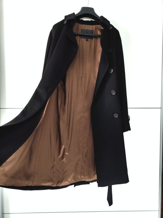 Trencz Massimo dutti 36 S czarny wiskozowy wełniany klasyczny pagony
