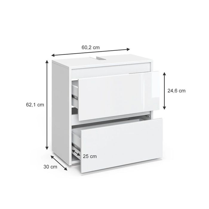 Szafka podumywalkowa Vicco Majest 60,2 x 62,1 cm – biała wysoki połysk