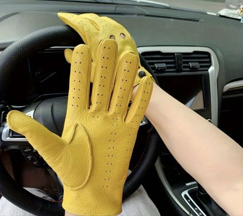 Жовті  шкіряні рукавички