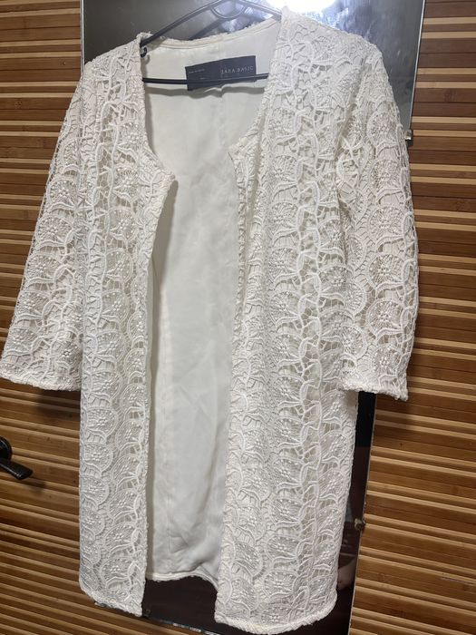 Кардиган Zara Basic мереживний білий XS