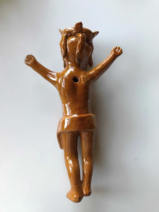 ARTESANATO 1983 "Cristo" em barro vidrado por Júlia Ramalho /como NOVO