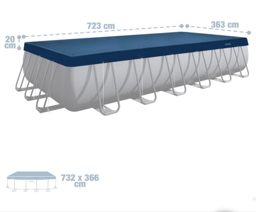 Cobertura de piscina retangular deluxe 7.23x3.63m
