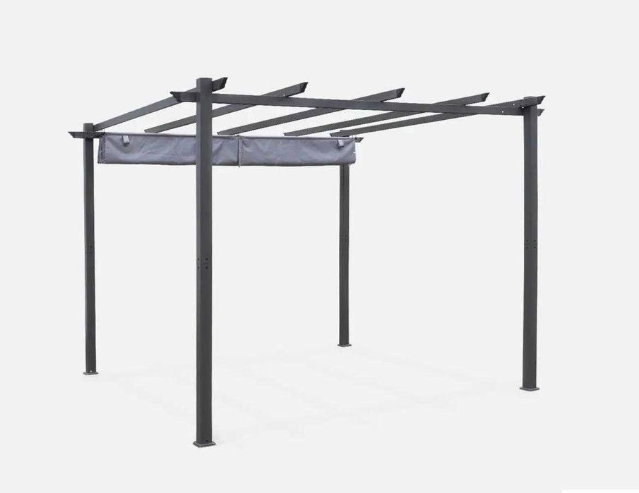Pérgola em alumínio 3x3m com cobertura deslizante - cinza
