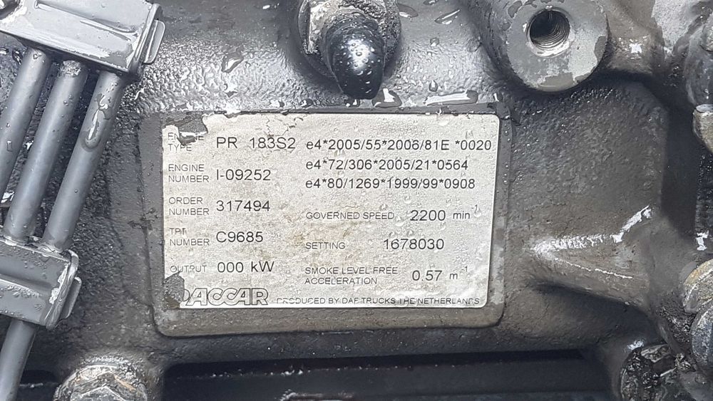 silnik kompletny daf 75 cf 250 KM TYP PR 183S2 EURO 5 , autobus