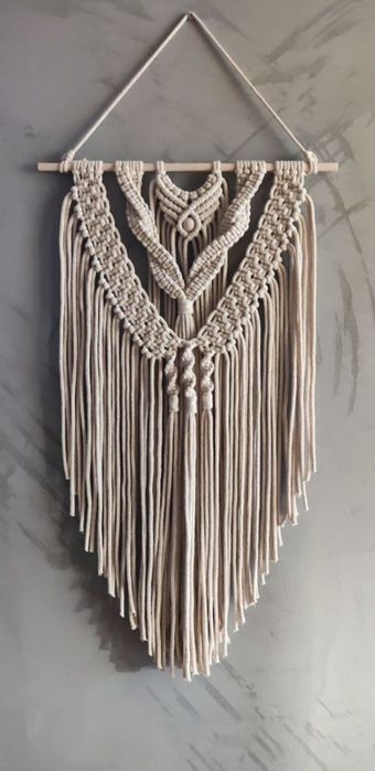 Makrama handmade dekoracja ścienna ciepły beż