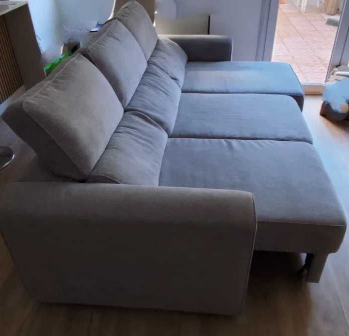 NOVO - Sofá chaise longe cinza claro